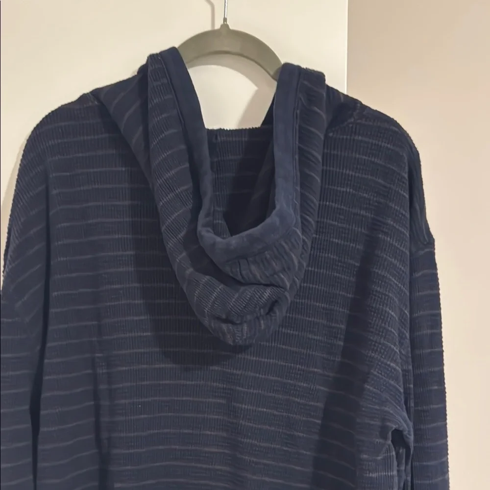 Lucky Brand Navy Thin-Stripe Long Sleeve Hooded Henley - Picture 5 of 6